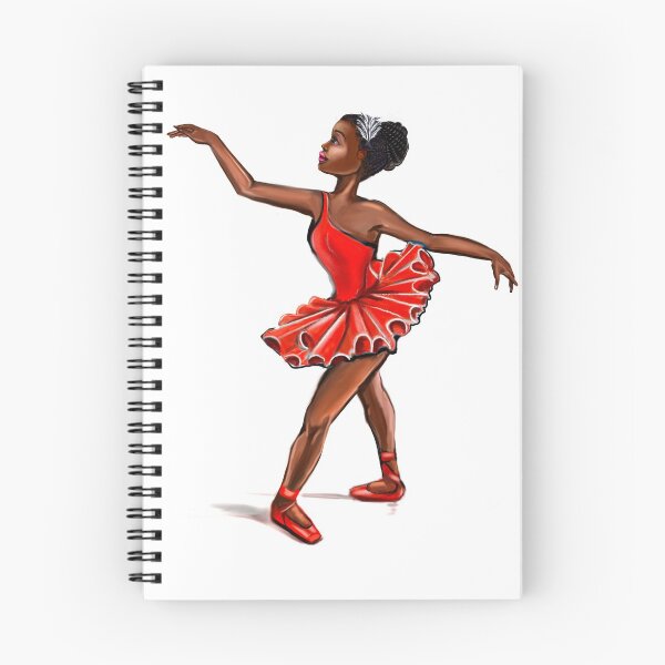 Item preview, Ballet in red shoes - ballerina doing pirouette in red tutu and red shoes  - brown skin ballerina designed and sold by Artonmytee.