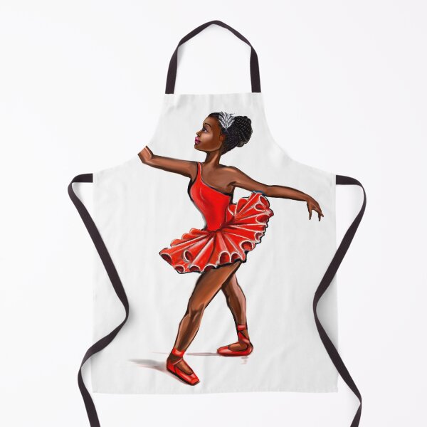 Item preview, Ballet in red shoes - ballerina doing pirouette in red tutu and red shoes - brown skin ballerina designed and sold by Artonmytee.