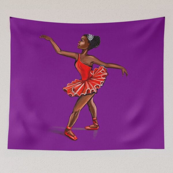 Item preview, Ballet in red shoes - ballerina doing pirouette in red tutu and red shoes  - brown skin ballerina designed and sold by Artonmytee.