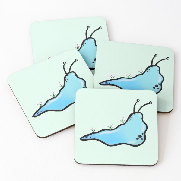 Item preview, Cute Blue Ombre Slug with Pink Flowers designed and sold by BioLushGraphics.