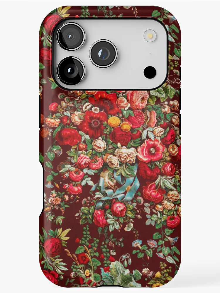 Thumbnail 1 of 4, iPhone Case, Vintage Flower Pattern, Roses designed and sold by patternme.