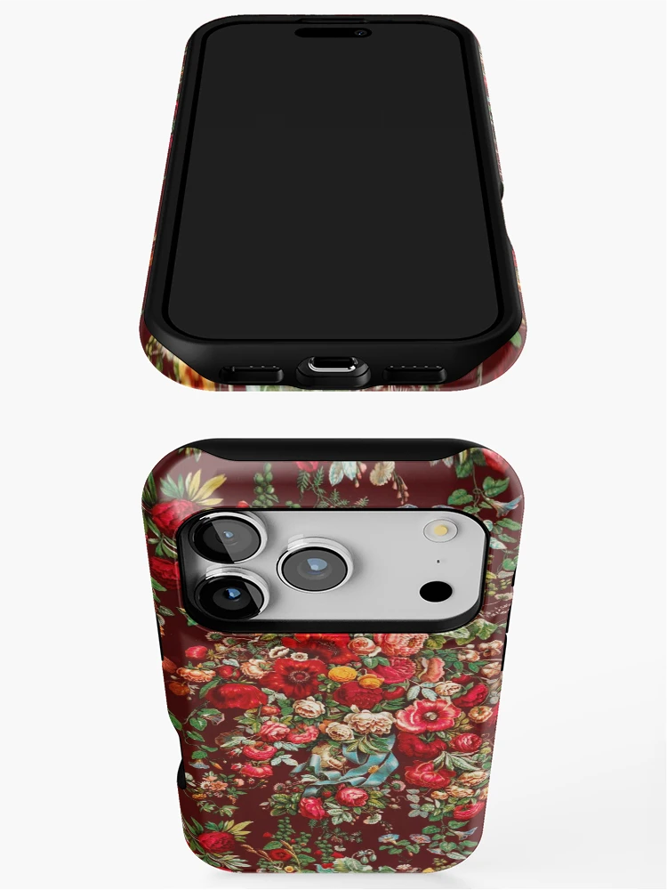 Thumbnail 3 of 4, iPhone Case, Vintage Flower Pattern, Roses designed and sold by patternme.