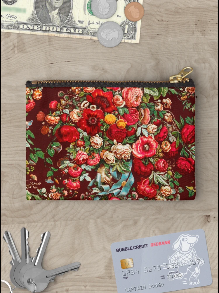 Thumbnail 3 of 4, Zipper Pouch, Vintage Flower Pattern, Roses designed and sold by patternme.