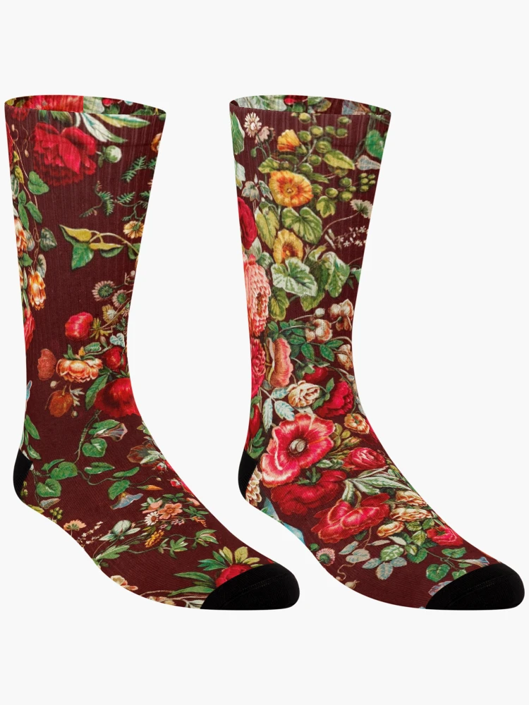 Thumbnail 3 of 5, Socks, Vintage Flower Pattern, Roses designed and sold by patternme.
