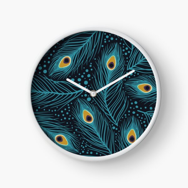 Feather Fantasy. Peacock feathers Clock