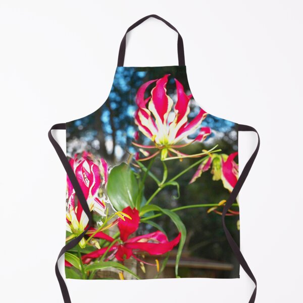 Item preview, Gloriosa lilies against a fence designed and sold by B. Randi Bailey.