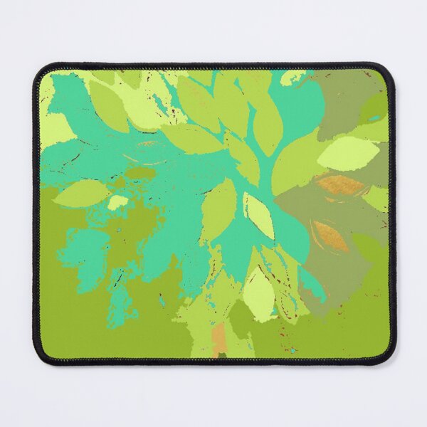 Item preview, Tree, summer leaf green teal blue yellow gold fiber art textile mixed media digital designed and sold by djrunnels.