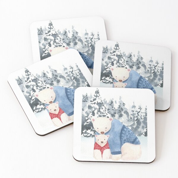 Item preview, Cute polar bear baby and daddy winter scene designed and sold by Brightful Creations .