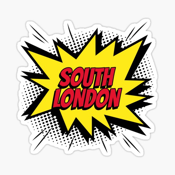 “South London comic kapow style artwork " Sticker for Sale by