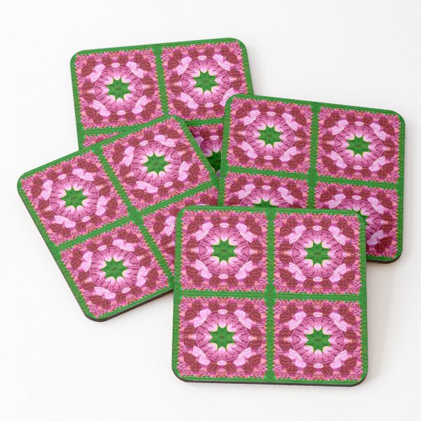 Item preview, Pink and Green Flower Crochet Granny Square Pattern  designed and sold by BrightMint.