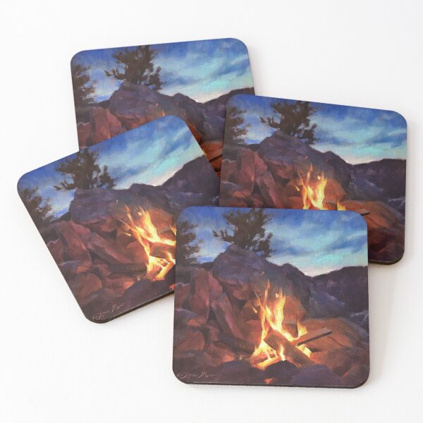 Item preview, Mountain Retreat Campfire Painting Fine Art designed and sold by Anna Rose  Bain.
