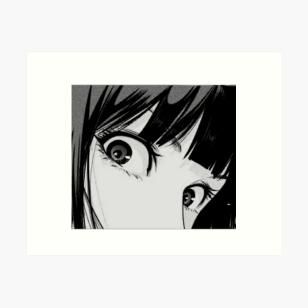 Portret Sad Anime Girl. Icon Portrait. Black and White Lines