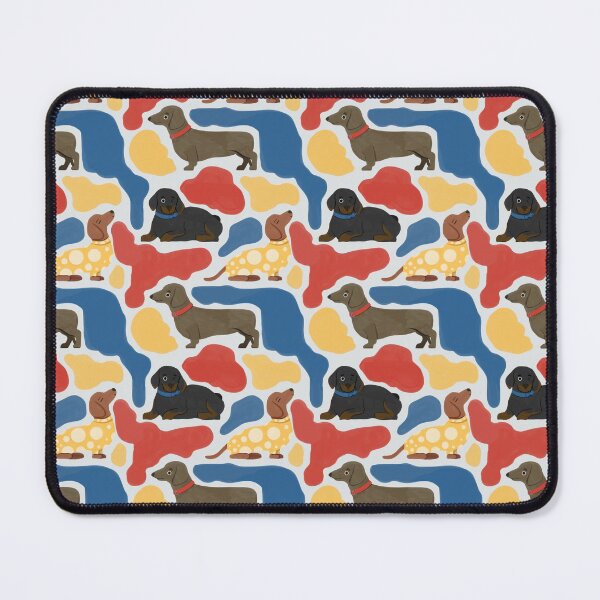 Item preview, Dachshund Dogs - Cute Red, Blue, Yellow, and Brown Animal Illustration Pattern designed and sold by TheRainbowRoom.