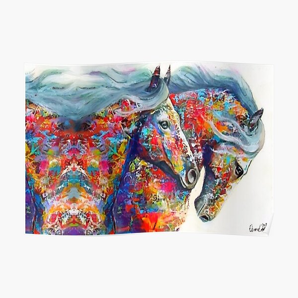 Splatter Paint Horse Painting Poster For Sale By MandiArtist Redbubble   Poster,504x498,f8f8f8 Pad,600x600,f8f8f8 