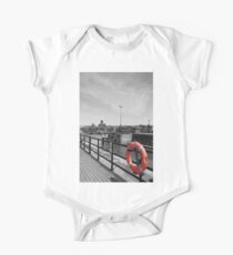 Life Ring With Cathedral In The Background, Liverpool, Merseyside Short Sleeve Baby One-Piece