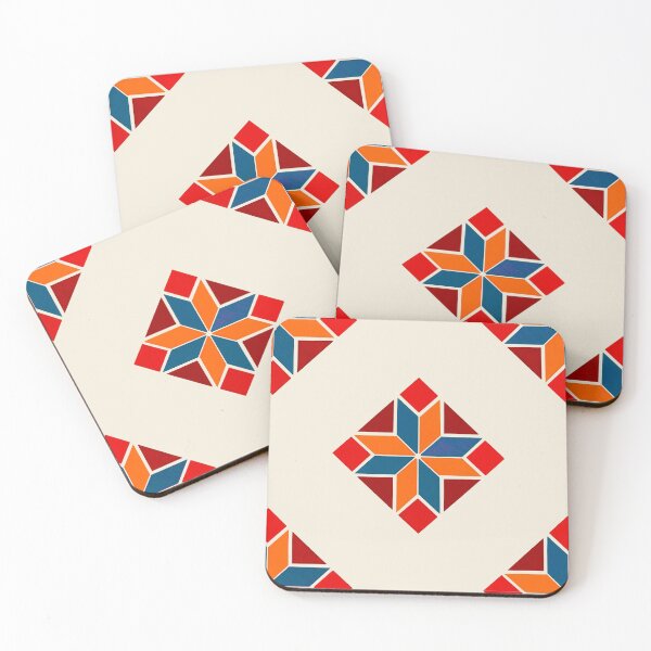 Item preview, Geometrical Phulkari Embroidery Print - Cream, Red, Orange, Teal designed and sold by BilloRaani.