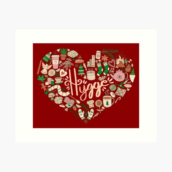Item preview, Hygge Doodle Heart - Christmas Palette & Dark Red designed and sold by EcoElsa.