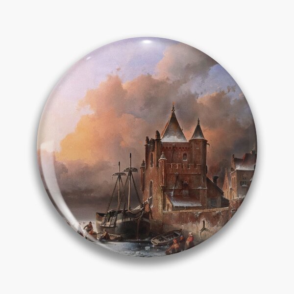 Item preview, Rivière Gelée Avec Patineurs by Andreas Schelfhout Classical Xzendor7 Old Masters Reproductions designed and sold by Xzendor7 Digital Art Creations.