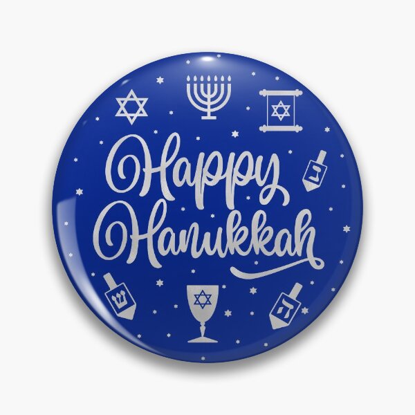 Item preview, Happy Hanukkah blue silver star menorah dreidel designed and sold by JoyfulJen.