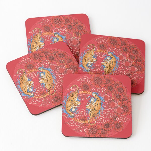 Item preview, Happy Chinese New Year 2022 Year of the Tiger - Yin Yang Bengal Tigers - Red designed and sold by johnta17.