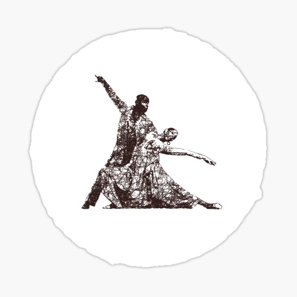 Dance couple 1 - Brown ink - Circle Sticker
