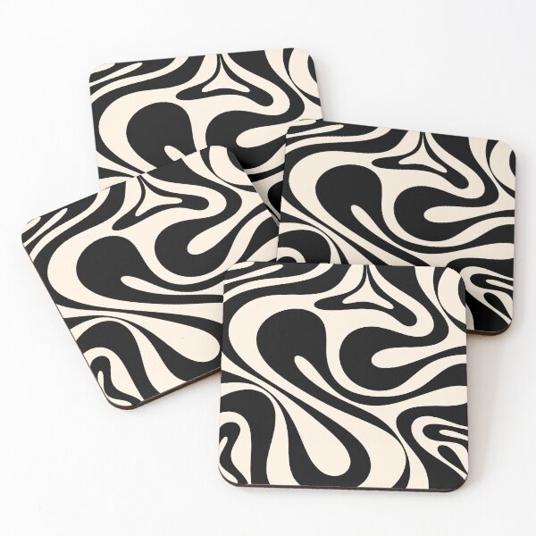 Item preview, Mod Swirl Retro Abstract Pattern in Black and Almond Cream designed and sold by kierkegaard.