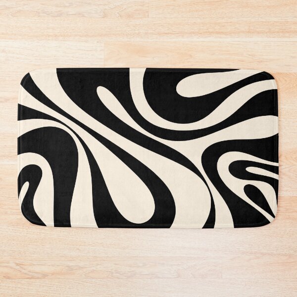 Artikelvorschau, Mod Swirl Retro abstraktes Muster in Schwarz und Mandelcreme entworfen und verkauft von kierkegaard.