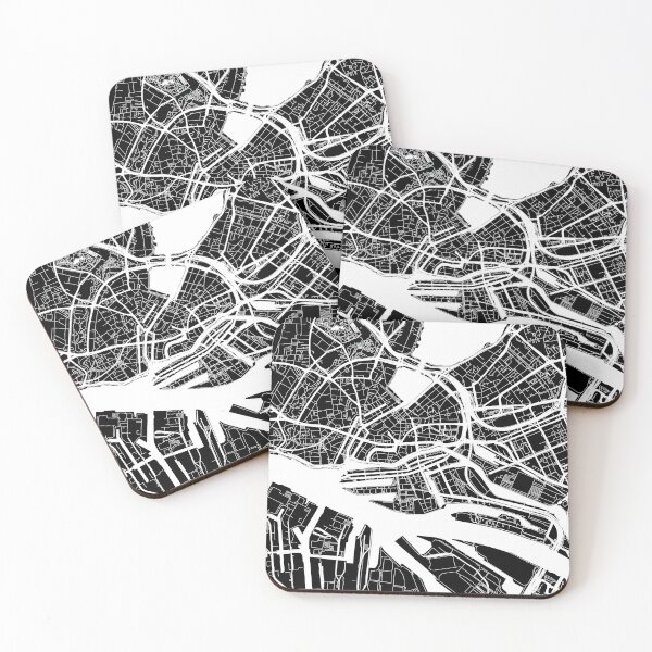 Item preview, Hamburg City Centre Map Art Black White Germany designed and sold by cashewdays.