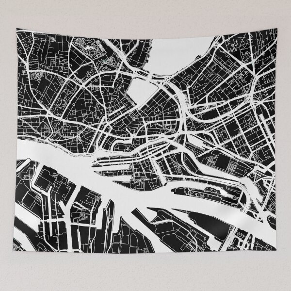 Item preview, Hamburg City Centre Map Art Black White Germany designed and sold by cashewdays.