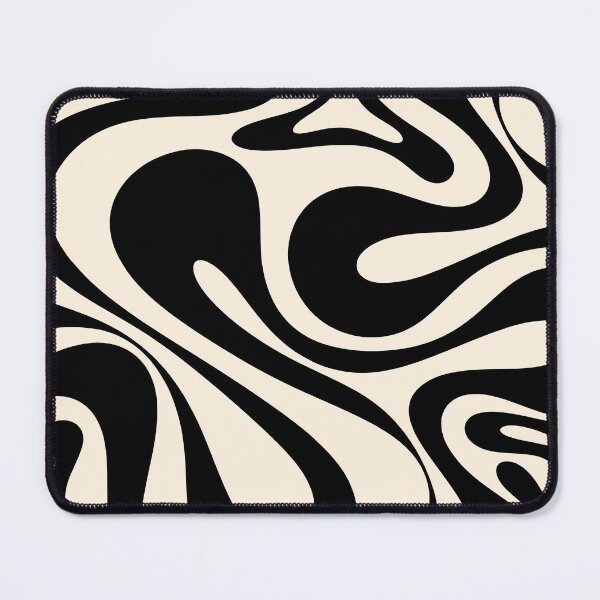 Item preview, Mod Swirl Retro Abstract Pattern in Black and Almond Cream designed and sold by kierkegaard.