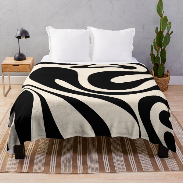 Item preview, Mod Swirl Retro Abstract Pattern in Black and Almond Cream designed and sold by kierkegaard.