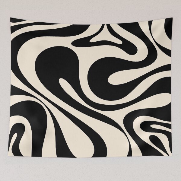 Item preview, Mod Swirl Retro Abstract Pattern in Black and Almond Cream designed and sold by kierkegaard.