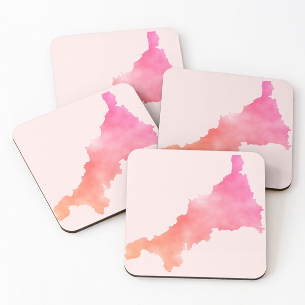 Item preview, Peach Candy Watercolour Cornwall Outline designed and sold by cashewdays.