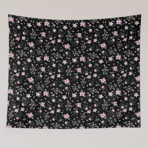 Item preview, Pattern of Delicate Hand Drawn Pink Spring Flowers and Leaves designed and sold by Anna Dreams_Art.