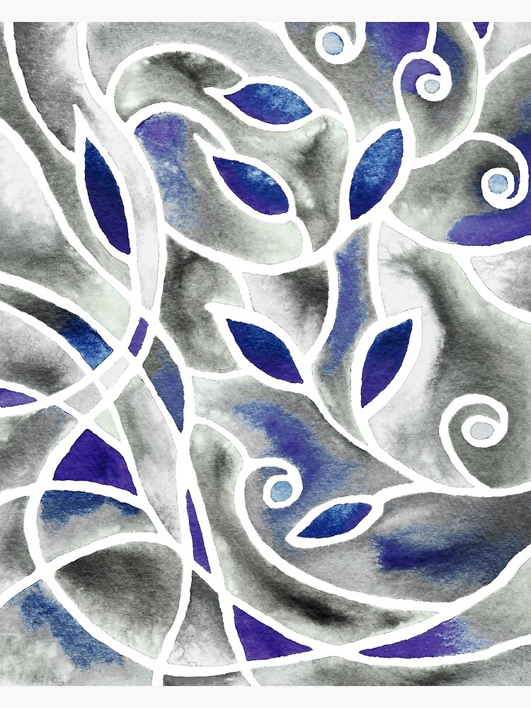 "Art Nouveau Batik Stained Glass Style Watercolor Art XXI" Poster for