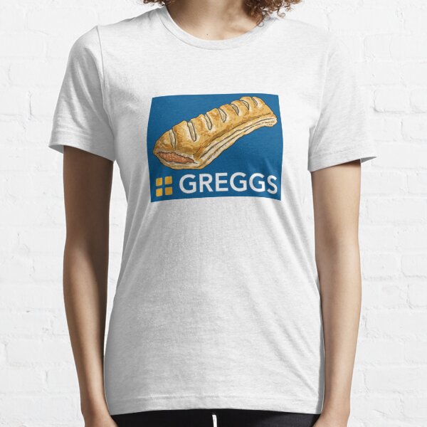 GREGGS logo with Sausage Roll Sticker Essential T-Shirt