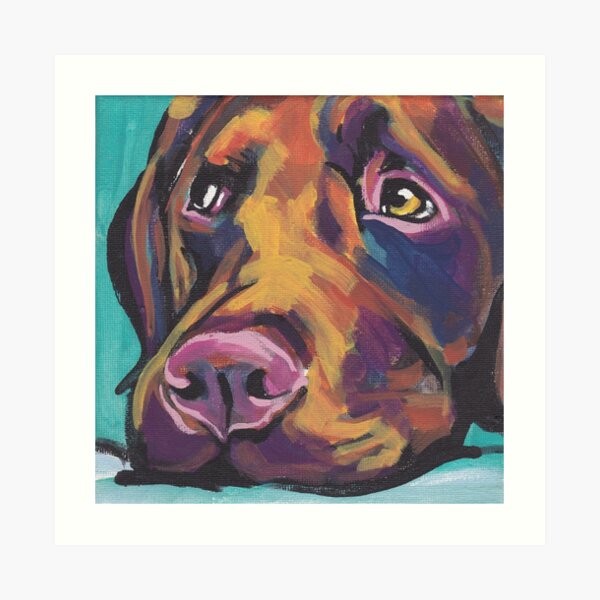 Chocolate Labrador Retriever Dog Bright colorful pop dog art Art Print