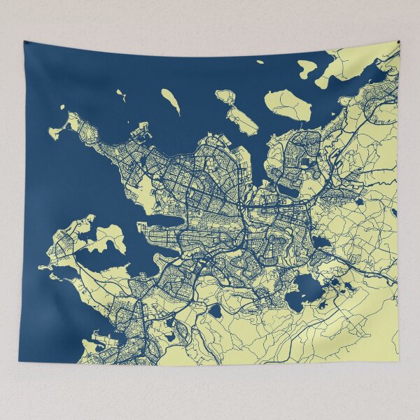 Item preview, Reykjavik Street Map Art Blue Yellow Iceland Europe designed and sold by cashewdays.