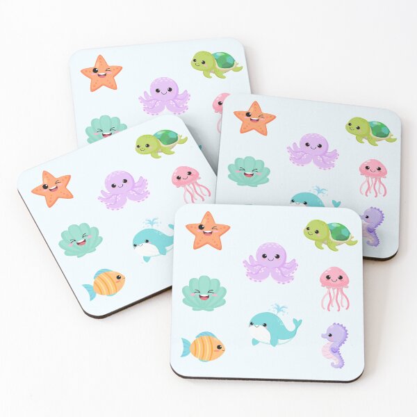 Item preview, Cute Under The Sea Animals Ocean Octopus Turtle Starfish Jellyfish Whale Shell Seahorse Fish designed and sold by Simplyy  Unique.