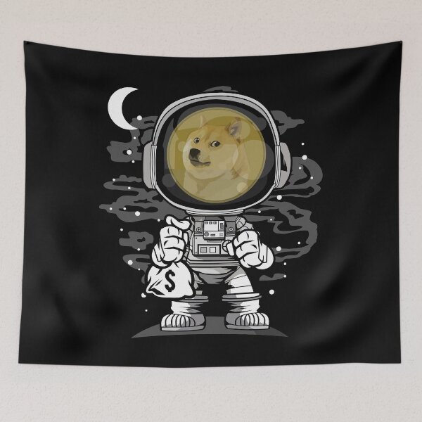 Artikelvorschau, Astronaut Dogecoin DOGE BTC Coin To The Moon Crypto Token Cryptocurrency Blockchain Wallet entworfen und verkauft von AriellaGross.