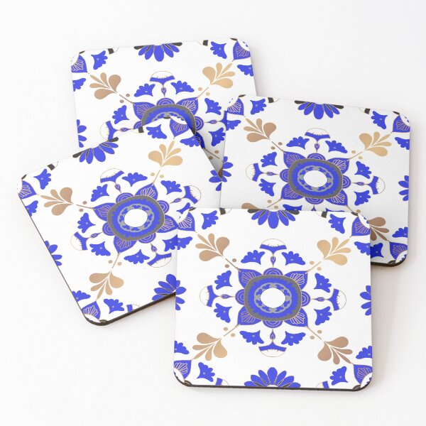 Item preview, Winter Chinoiserie Floral in Blue, Gold and White designed and sold by AlteredAtelier.