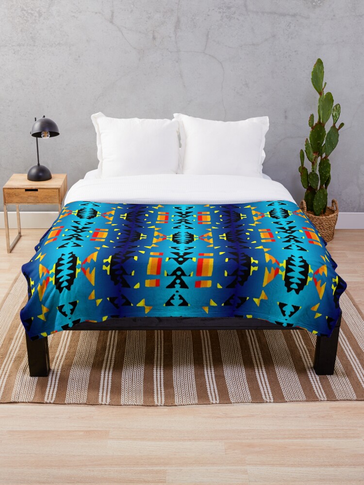 Blue Light Blue Ombre Native American Blanket Print