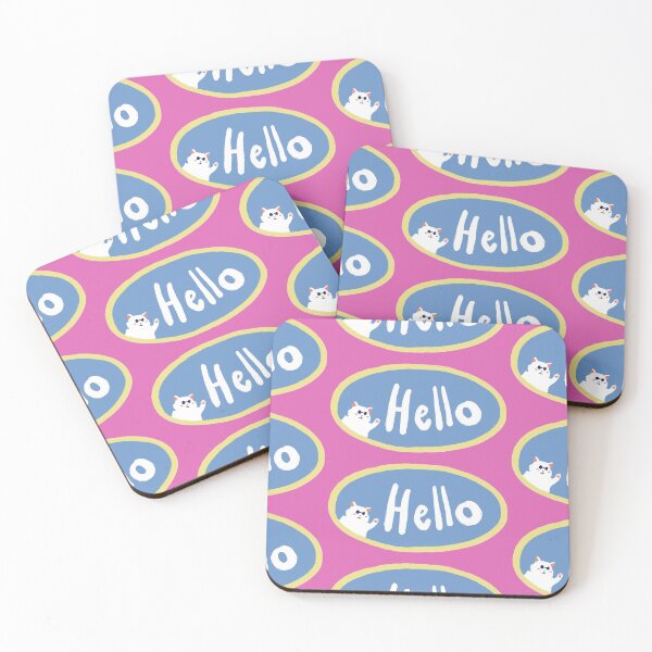 Item preview, Cute Hello White Cat Pink Paws designed and sold by ardhemis.