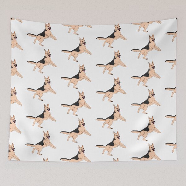 Item preview, German Shepard Jumping- Goofy German Shepard - White Background designed and sold by EcoElsa.