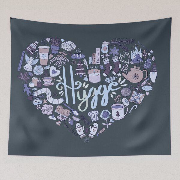 Item preview, Hygge Doodle Heart - Winter Night & Charcoal designed and sold by EcoElsa.
