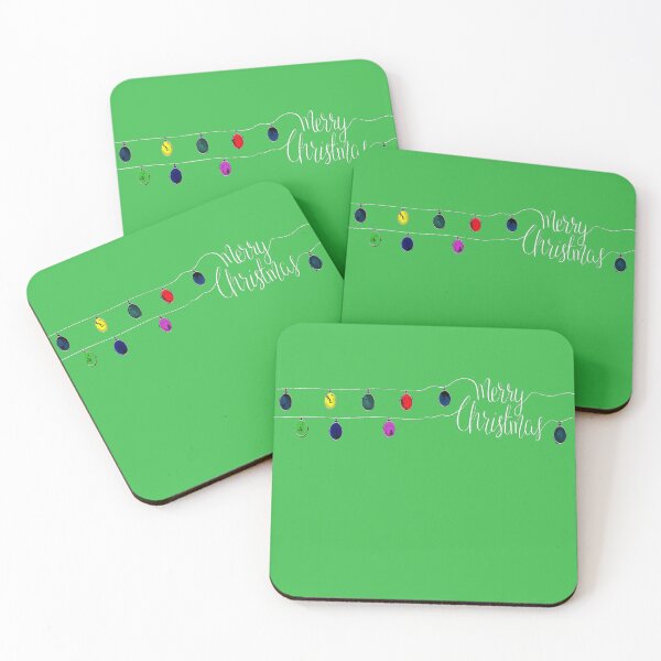 Item preview, White Merry Christmas String Lights on Green designed and sold by AlteredAtelier.