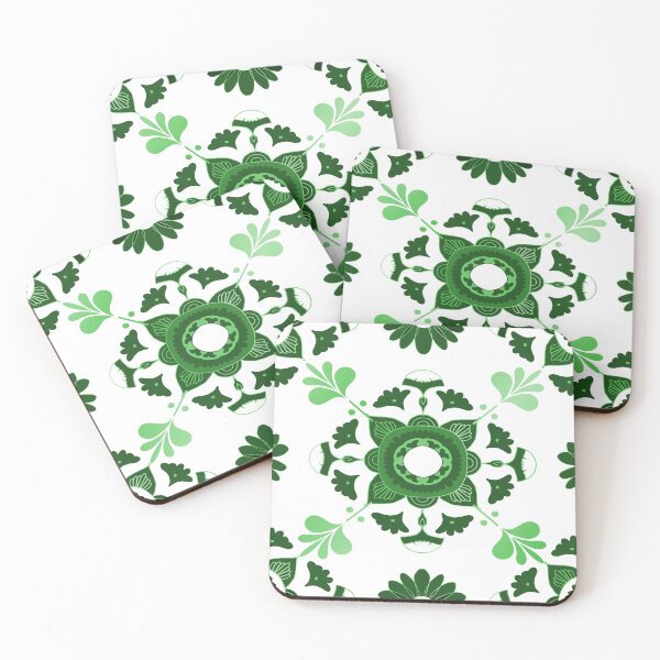 Item preview, Winter Chinoiserie Floral in Green and White designed and sold by AlteredAtelier.