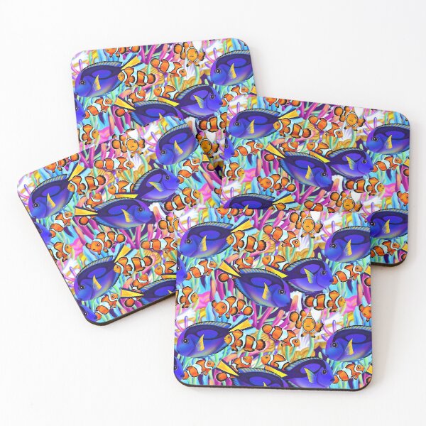 Item preview, Clownfish and Blue Tangs Friendship- Tropical Fish in Coral Reef designed and sold by Marta Tesoro.