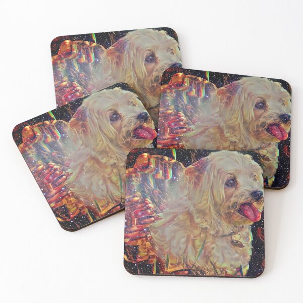 Item preview, Shaggy Retriever Dog on Sparkly Pink Purple Galactic Background  designed and sold by Hanlar.