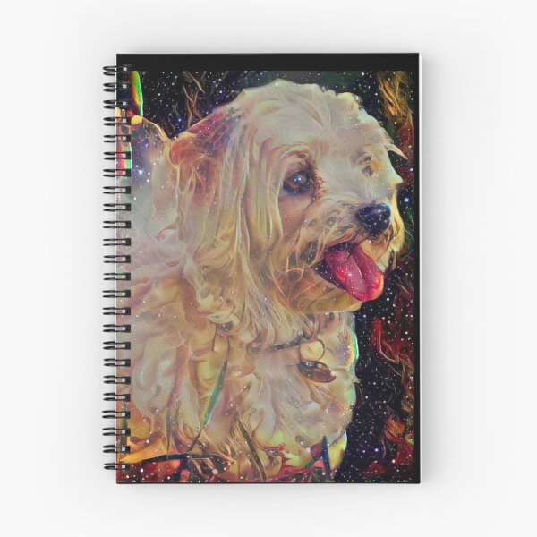 Item preview, Perro Shaggy Retriever sobre fondo galáctico púrpura rosa brillante designed and sold by Hanlar.